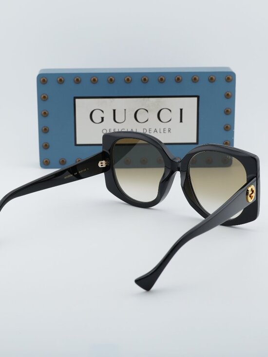 Gucci GG1257SA 004 Butterfly Sunglasses - Black/Gradient Brown main image 7